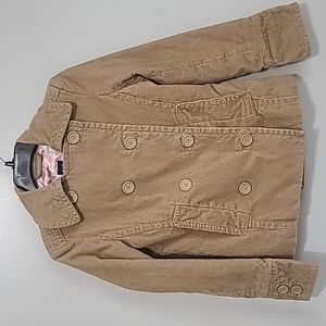 Gap Khaki Double Breasted Corduroy Pea Coat Size XS